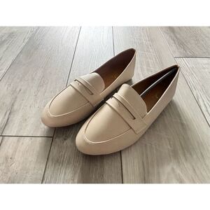 Cupid stone/cream slip on flat penny loafers size 7